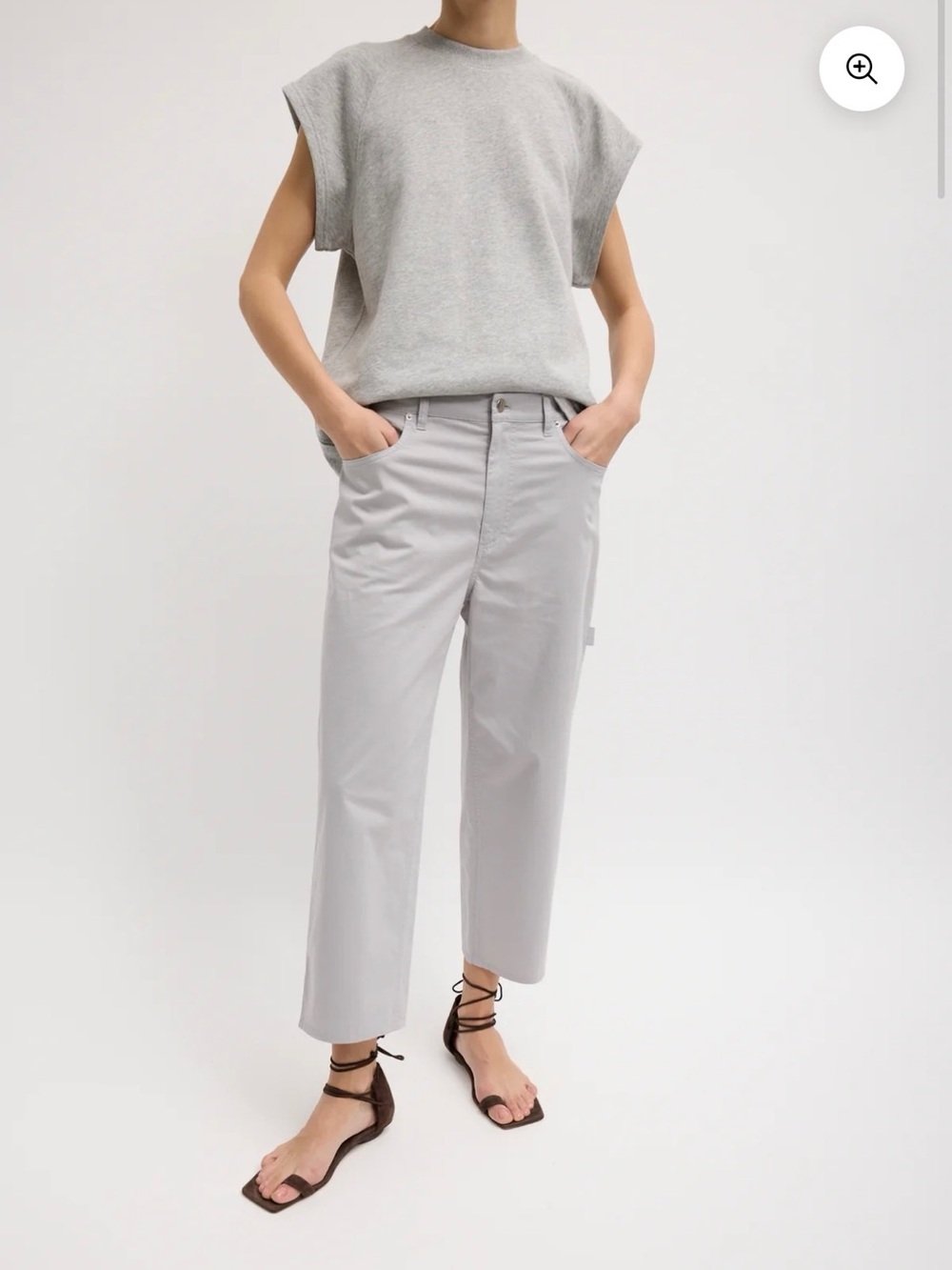 Tibi Garment Dyed Silky Cotton Cropped Slouchy Cargo Jean NWT